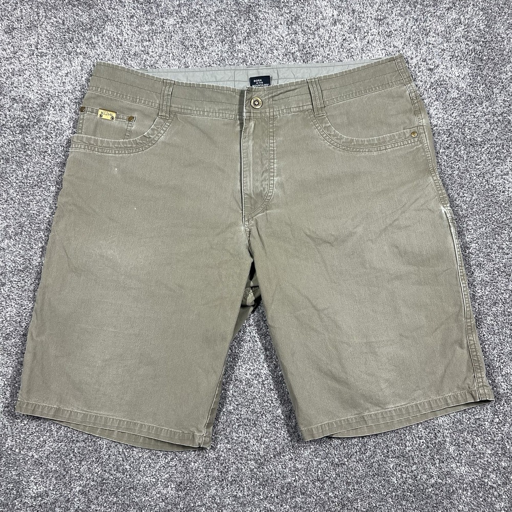 Kuhl Vintage Patinadye Hiking Shorts Brown Beige Tan Men's 38 Cargo Outdoor